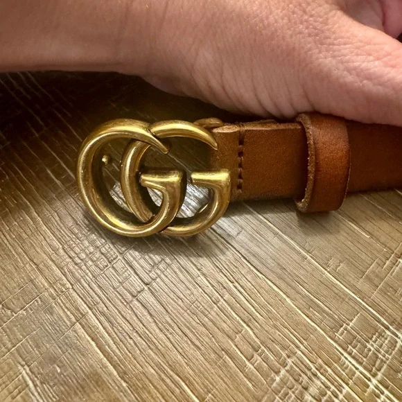 Gucci Brown GG Marmont Thin Belt - Picture 3 of 5